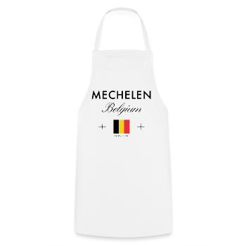 Mechelen Belgien Koordinaten Reise Souvenir - Kochschürze - Weiß - Vorne - AI Model Male 185 dark (185cm)