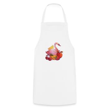 Swan with fruit and citrus - Cooking Apron - white - Front - AI Model Male 185 dark (185cm)
