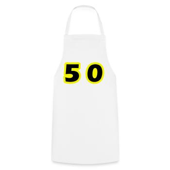 50 Zahl symbol - Kochschürze - Weiß - Vorne - AI Model Male 185 dark (185cm)