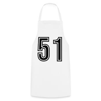 Symbole du chiffre 51 - Tablier de cuisine - blanc - Devant - AI Model Male 185 dark (185cm)