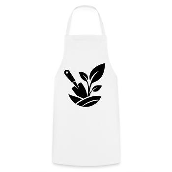 Gardening Shovel and Plants - Cooking Apron - white - Front - AI Model Male 185 dark (185cm)