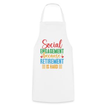 Social Worker Quote Engagement Because Retirement - Cooking Apron - white - Front - AI Model Male 185 dark (185cm)