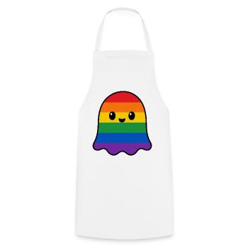 Regenbogen Pride Geist - Kochschürze - Weiß - Vorne - AI Model Male 185 dark (185cm)