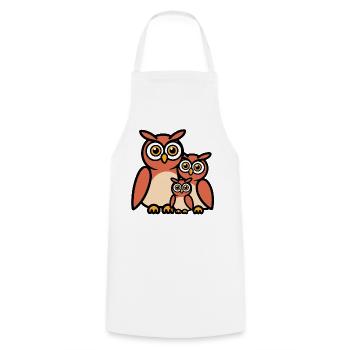 Owl family - Cooking Apron - white - Front - AI Model Male 185 dark (185cm)