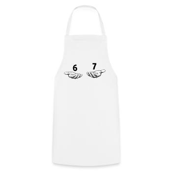 Six Seven Hands Meme - 6 7 - Drawing of hands  - Cooking Apron - white - Front - AI Model Male 185 dark (185cm)