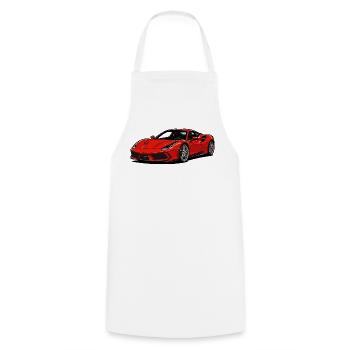 Roter Sportwagen Illustration - Kochschürze - Weiß - Vorne - AI Model Male 185 dark (185cm)