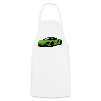 Limettengrünes Supercar–Illust - Kochschürze - Weiß - Vorne - AI Model Male 185 dark (185cm)