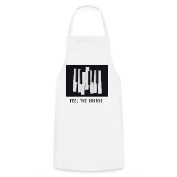 Feel the Groove – Modern Piano Design - Cooking Apron - white - Front - AI Model Male 185 dark (185cm)