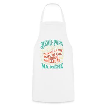 Beau-Papa Humour Cadeau Fête Des Pères Retro - Tablier de cuisine - blanc - Devant - AI Model Male 185 dark (185cm)