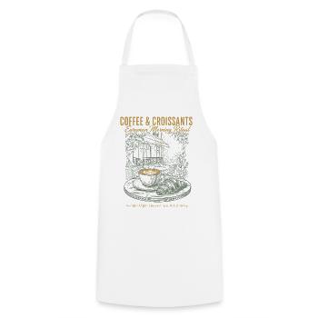 Breakfast Coffee Croissants European Morning - Cooking Apron - white - Front - AI Model Male 185 dark (185cm)