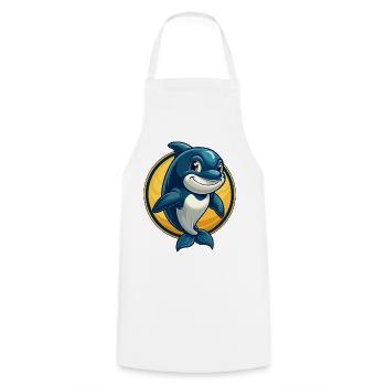 Mascotte Orca Kawaii Personnage de dessin animé Logo clipart - Tablier de cuisine - blanc - Devant - AI Model Male 185 dark (185cm)
