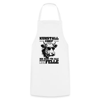 Kuhstall Chef | Führungskraft Landwirt | Bauer - Kochschürze - Weiß - Vorne - AI Model Male 185 dark (185cm)