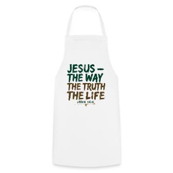 Jesus The Way The Truth The Life - Kochschürze - Weiß - Vorne - AI Model Male 185 dark (185cm)