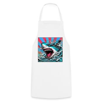 Requin - Tablier de cuisine - blanc - Devant - AI Model Male 185 dark (185cm)