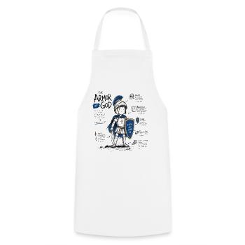 God's Armor Warrior: Faith & Courage - Cooking Apron - white - Front - AI Model Male 185 dark (185cm)