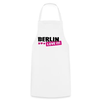 Berlin Love It Pink Stamp - Kochschürze - Weiß - Vorne - AI Model Male 185 dark (185cm)