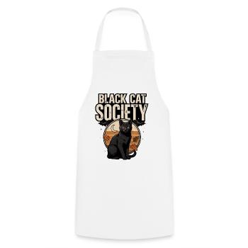 Black Cat Halloween – Black Cat Society - Cooking Apron - white - Front - AI Model Male 185 dark (185cm)