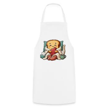 Cuddly Bread Heart Warmth - Cooking Apron - white - Front - AI Model Male 185 dark (185cm)