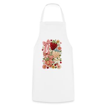 Strawberry Strawberries - Cooking Apron - white - Front - AI Model Male 185 dark (185cm)