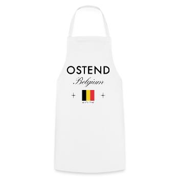 Ostende Belgien Koordinaten Reise Souvenir - Kochschürze - Weiß - Vorne - AI Model Male 185 dark (185cm)