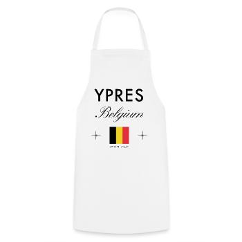 Ypres Belgium Coordinates Travel Souvenir - Cooking Apron - white - Front - AI Model Male 185 dark (185cm)