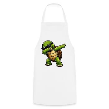 Dabbing Schildkröte - Kochschürze - Weiß - Vorne - AI Model Male 185 dark (185cm)