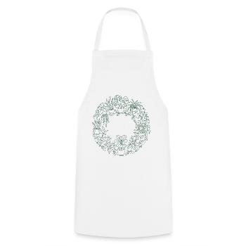 Green plant wreath - Cooking Apron - white - Front - AI Model Male 185 dark (185cm)