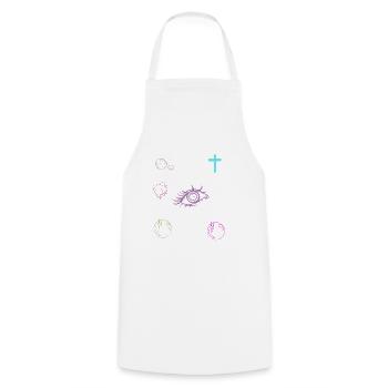 Croix de la Bible Eye - Tablier de cuisine - blanc - Devant - AI Model Male 185 dark (185cm)
