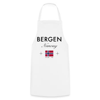 Bergen Norwegen Koordinaten Reise Souvenir - Kochschürze - Weiß - Vorne - AI Model Male 185 dark (185cm)