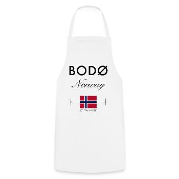 Bodø Norwegen Koordinaten Reise Souvenir - Kochschürze - Weiß - Vorne - AI Model Male 185 dark (185cm)