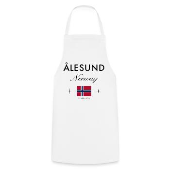 Ålesund, Norvège, coordonnées, voyage, souvenir - Tablier de cuisine - blanc - Devant - AI Model Male 185 dark (185cm)