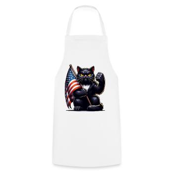 Schwarze Katze Grumpy Black Cat - Kochschürze - Weiß - Vorne - AI Model Male 185 dark (185cm)