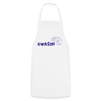 Logo du croissant KWASOH Imprimé - Tablier de cuisine - blanc - Devant - AI Model Male 185 dark (185cm)