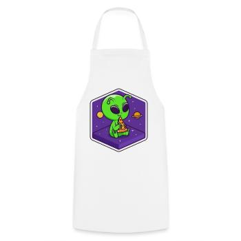 Alien Pizza Scout - Tablier de cuisine - blanc - Devant - AI Model Male 185 dark (185cm)