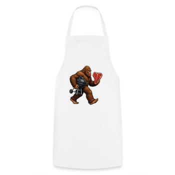 Bigfoot grillen, Sasquatch BBQ - Kochschürze - Weiß - Vorne - AI Model Male 185 dark (185cm)
