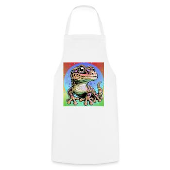 Gecko - Kochschürze - Weiß - Vorne - AI Model Male 185 dark (185cm)