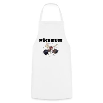 Mückibude Bodybuiling - Kochschürze - Weiß - Vorne - AI Model Male 185 dark (185cm)