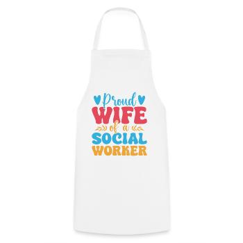 Social Worker Quote Proud Wife Of A Social Work - Kochschürze - Weiß - Vorne - AI Model Male 185 dark (185cm)