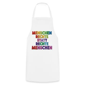 Menschenrechte statt rechte Menschen Statement - Kochschürze - Weiß - Vorne - AI Model Male 185 dark (185cm)