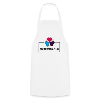 Compersion Club - Polyamorie  - Kochschürze - Weiß - Vorne - AI Model Male 185 dark (185cm)