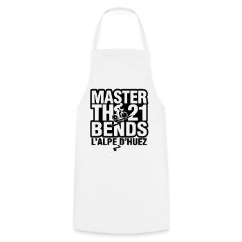 Master the 21 Bends L'Alpe d'Huez Cycling - Cooking Apron - white - Front - AI Model Male 185 dark (185cm)