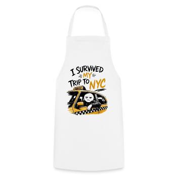 Taxi New York City Jaune Humour NYC Meme - Tablier de cuisine - blanc - Devant - AI Model Male 185 dark (185cm)