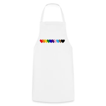 Regenbogen_Herzen_Pride - Kochschürze - Weiß - Vorne - AI Model Male 185 dark (185cm)