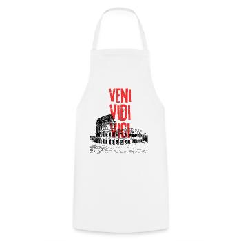 Veni Vidi Vici Distressed Text - Cooking Apron - white - Front - AI Model Male 185 dark (185cm)
