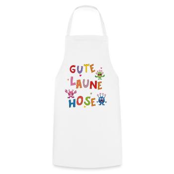 Gute Laune Hose  - Kochschürze - Weiß - Vorne - AI Model Male 185 dark (185cm)