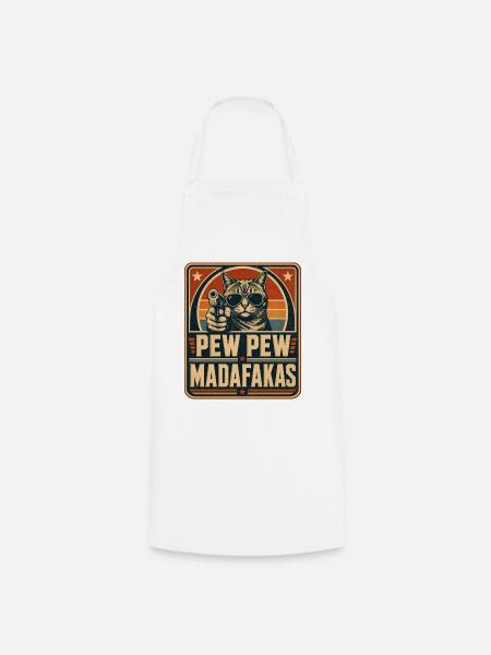 Pew Pew Madafakas Katze - Kochschürze - Weiß