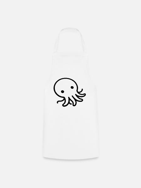 Liegender Oktopus One Line Meeresmotiv - Kochschürze - Weiß