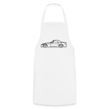 S2000 Line Silhouette – High‑Rev JDM Art - Kochschürze - Weiß - Vorne - AI Model Male 185 dark (185cm)