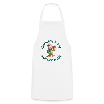 Curiosity is my Superpower - Cooking Apron - white - Front - AI Model Male 185 dark (185cm)
