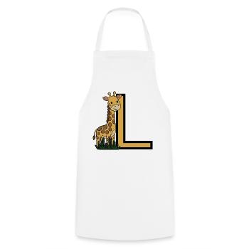 Giraffe and L Print - Cooking Apron - white - Front - AI Model Male 185 dark (185cm)
